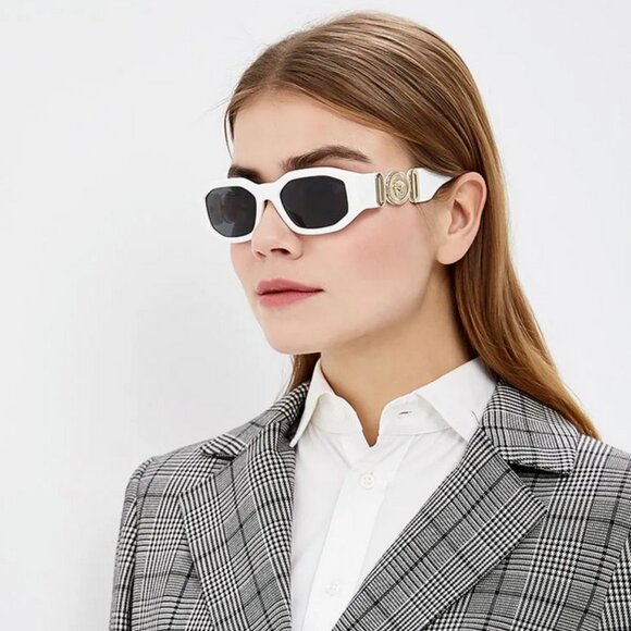 NEW Versace VE4361 401/87 Medusa Biggie White Grey Rectangle Unisex Sunglasses - Picture 8 of 16